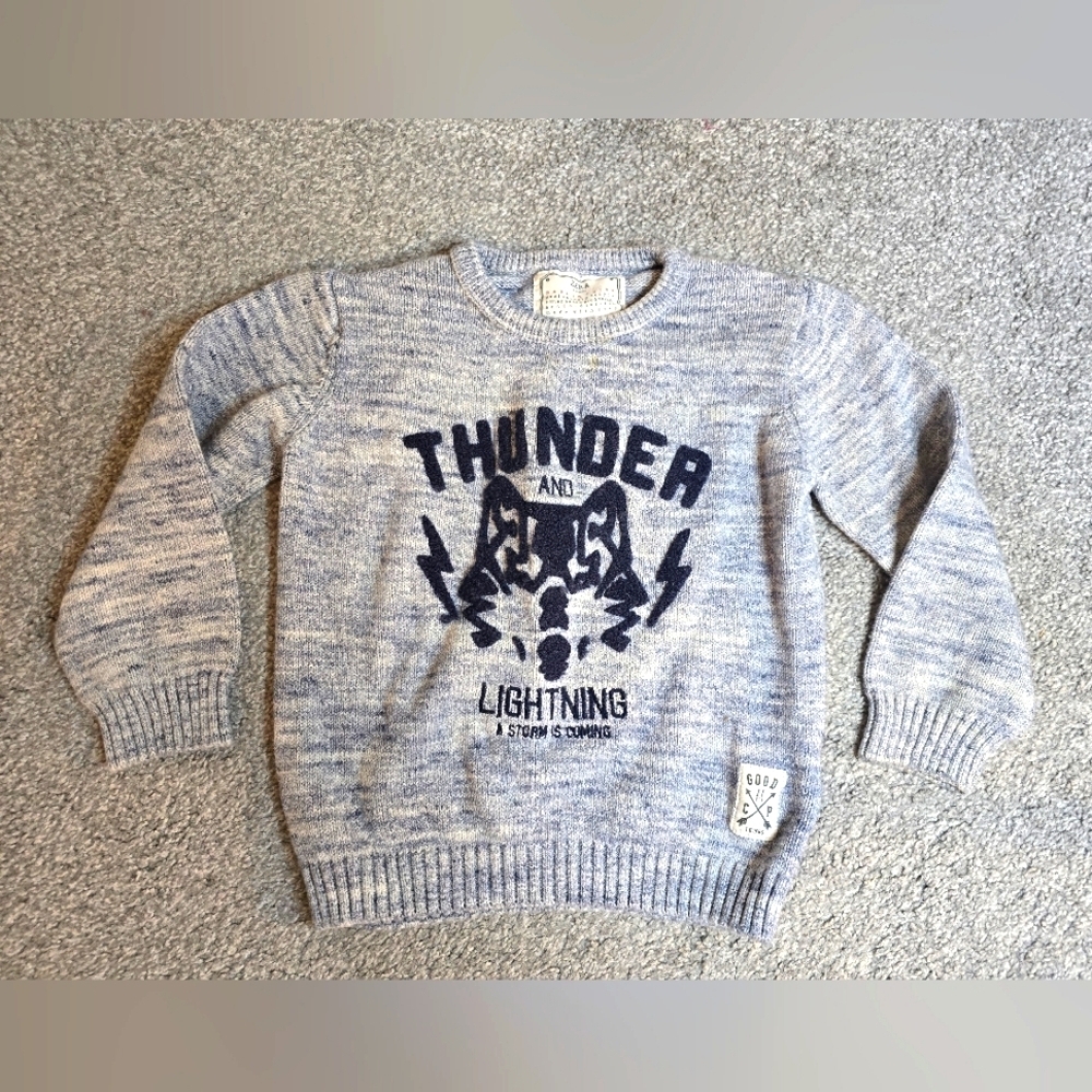 Zara Kids Girls 3-4 years Thunder & Lightning A Storm Is Coming Sweater Winter